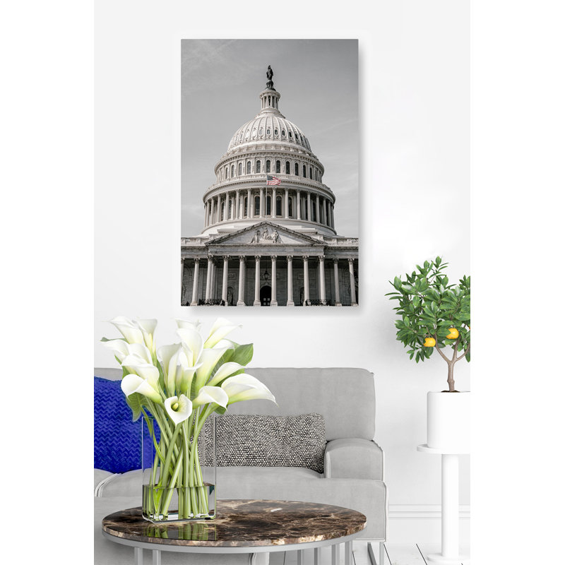 " U.S. Capitol Building, Rear, Dome, Flag ", 24" H x 36" W x 1.5" D