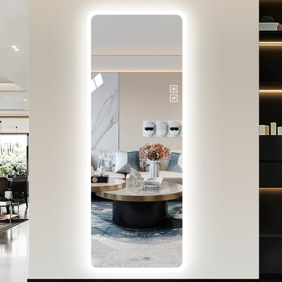Miroir pleine longueur 65 po x 21,7 po avec éclairage en verre à DEL pour chambre à coucher et salon 65 po x 21,7 po