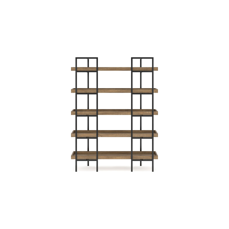 Tey Bookcase, 5 Display Shelves, Brown Mango Wood, Grey Metal Frame