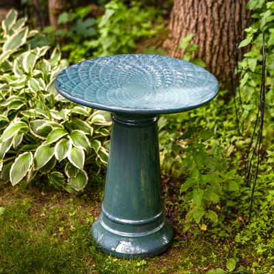 Rennes Glazed Ceramic Bird Bath - Turquoise