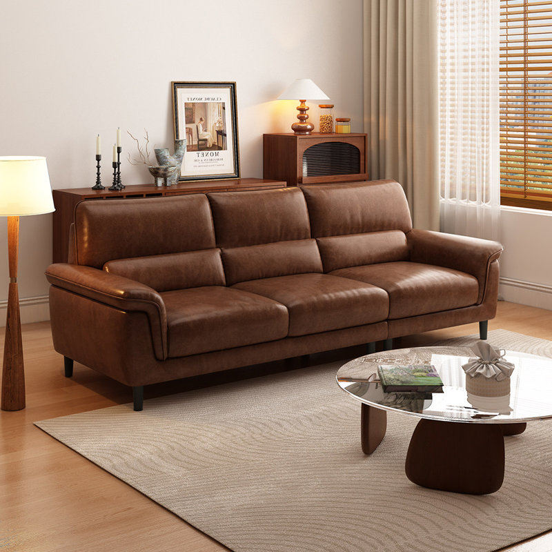 Brown Genuine Leather Modular Sofa cushion couch