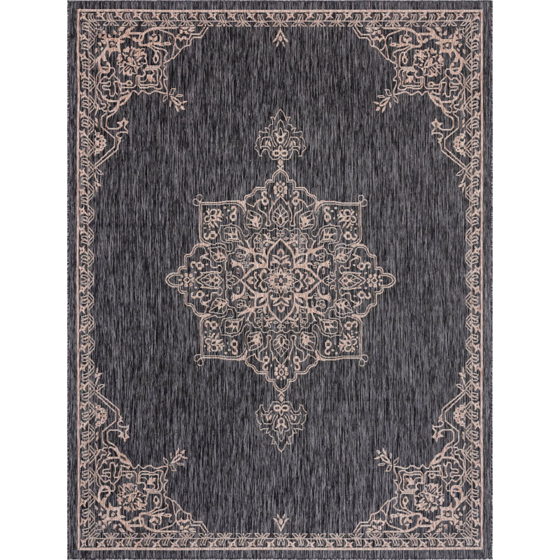Tapis oriental beige / noir Cowgill, Rectangle 9 pi x 12 pi 2 po