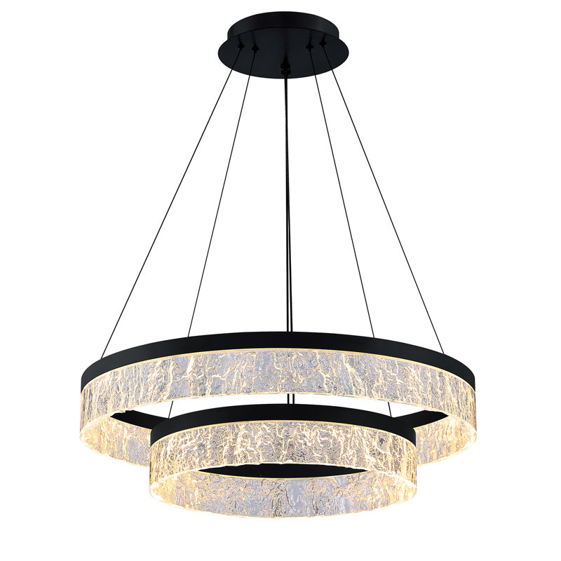ARCTIC ICE 2-Tier LED Pendant: Modern Ice & Finish Lighting For Elegant Spaces