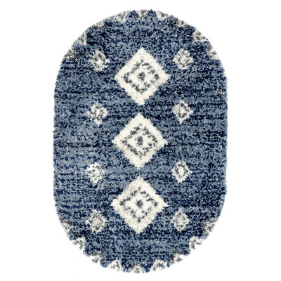 Hassan Geometric Blue Area Rug