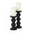 Set of Two Black Wood Abstract Tabletop Candle Holders
