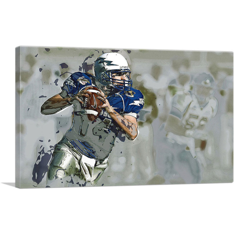 «Quarterback Football Player», impression sur toile tendue, H 12 po x l 18 po x 1,5 po