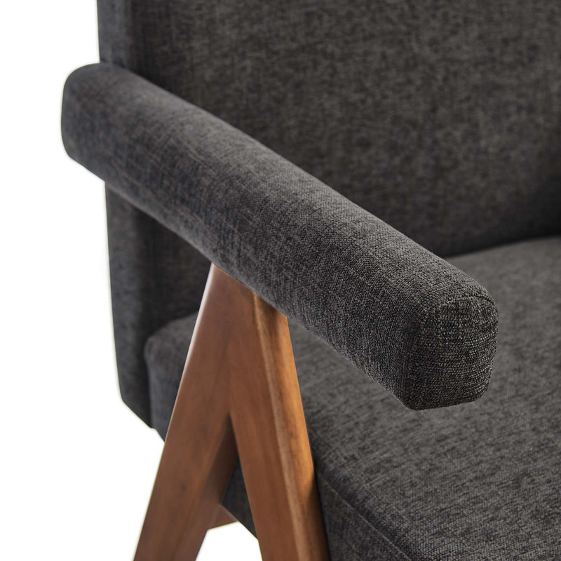 Modway Lyra Fabric Arm Chair Dining Chair, Dark Gray Fabric