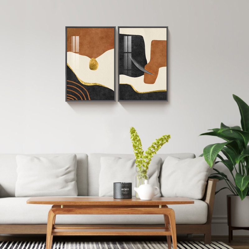 Boho, reproduction d'art encadrée sur toile, 2 pièces, L 32 po x H 24 po x P 1,34 po, Noir