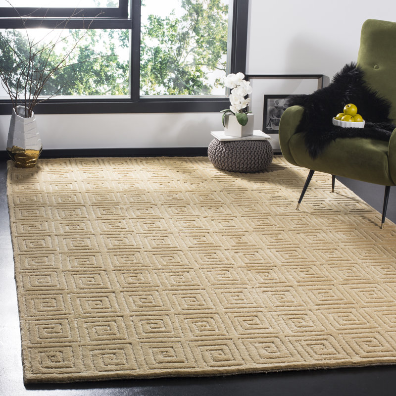 Tapis noué la en laine ivoire à la main grecs key, Rectangle 4 pi x 6 pi