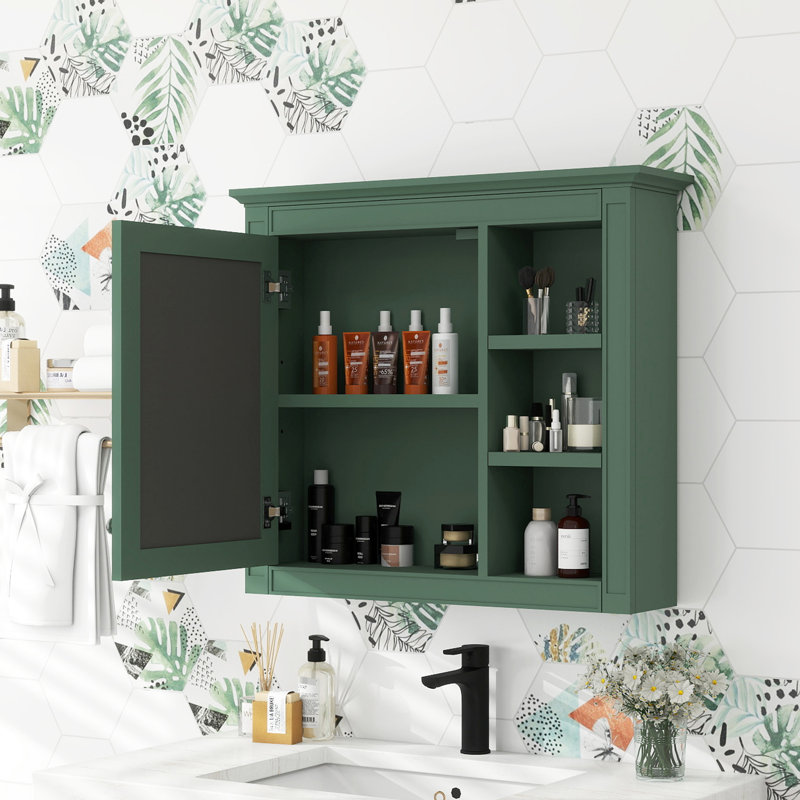 Armoire de rangement pour miroir de salle de bain 30 po x 28 po. Support mural, 5 tablettes et plus, matériau moderne avec miroir de 28 po. Vaste espace