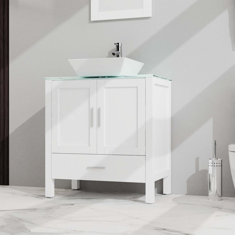 Armoire de meuble-lavabo avec miroir 30 po Goody, Gris