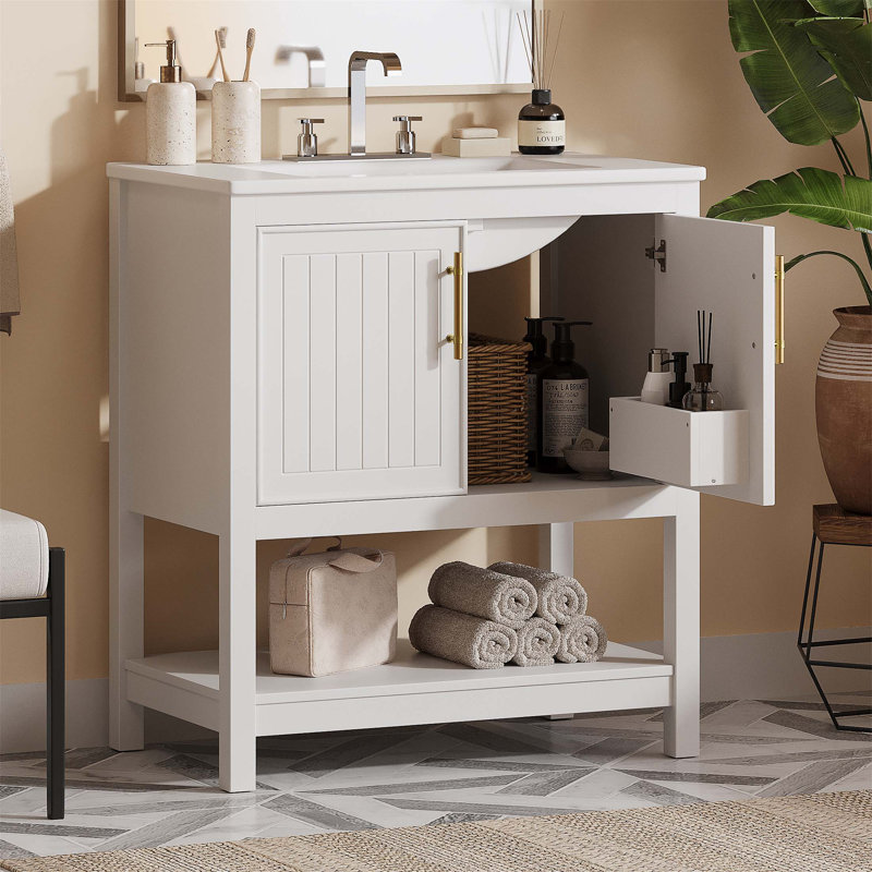 Meuble-lavabo blanc 30 po avec lavabo en céramique