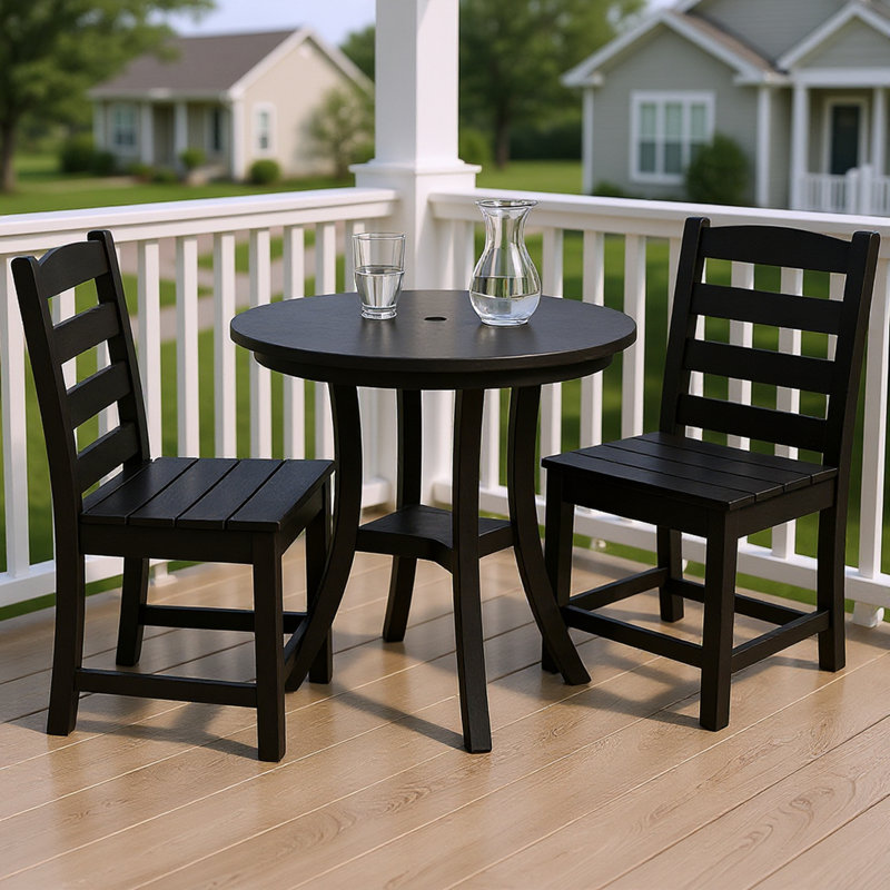 3-Piece Outdoor Dining Set, Black