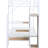 White metal bunk bed with side storage ladder and wardrobe-1053062240