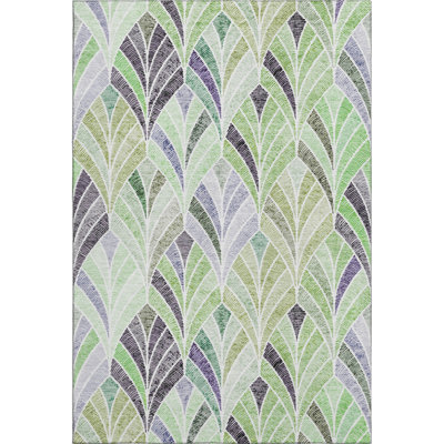 Premium Machine Washable Prisco Green Rug