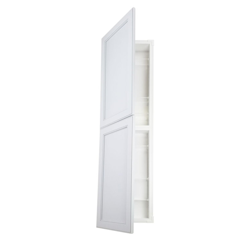 Lakecrest Villa Bead Panel Frameless Recessed Storage Pantry Cabinet 14 x 62, Primed