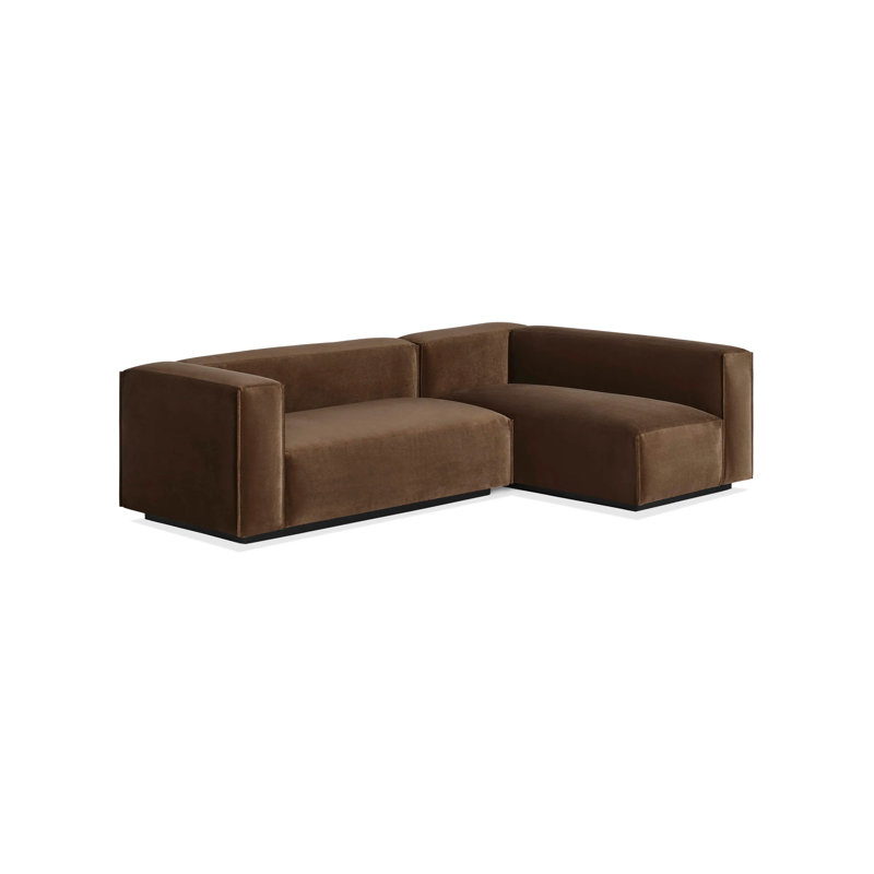 Cleon Modular Sectional, Left Hand Facing, Coffee Velvet Polyester Blend