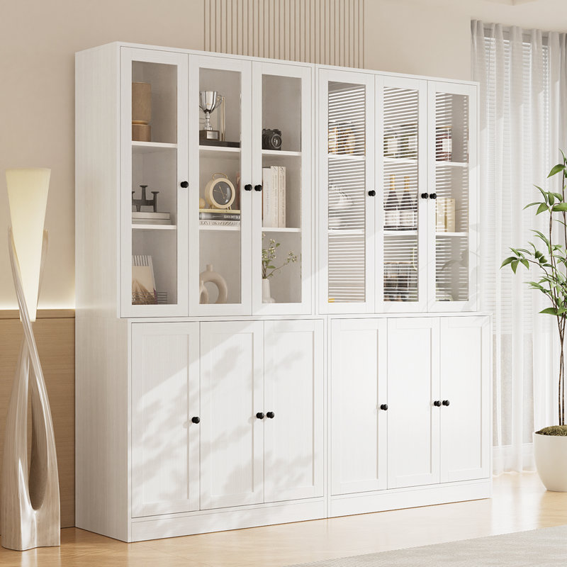 Bibliothèque blanche à 5 niveaux avec 18 portes
