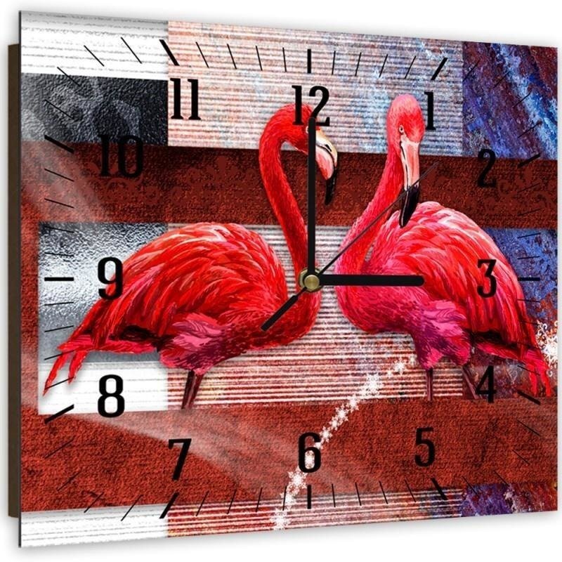 Analoge Wanduhr Pair of Flamingos 2 Geräuschlos