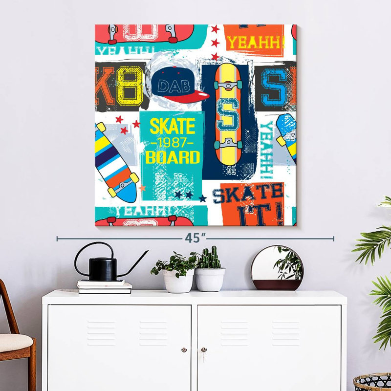 Retro Skateboarding Pattern, 33" H x 33" W