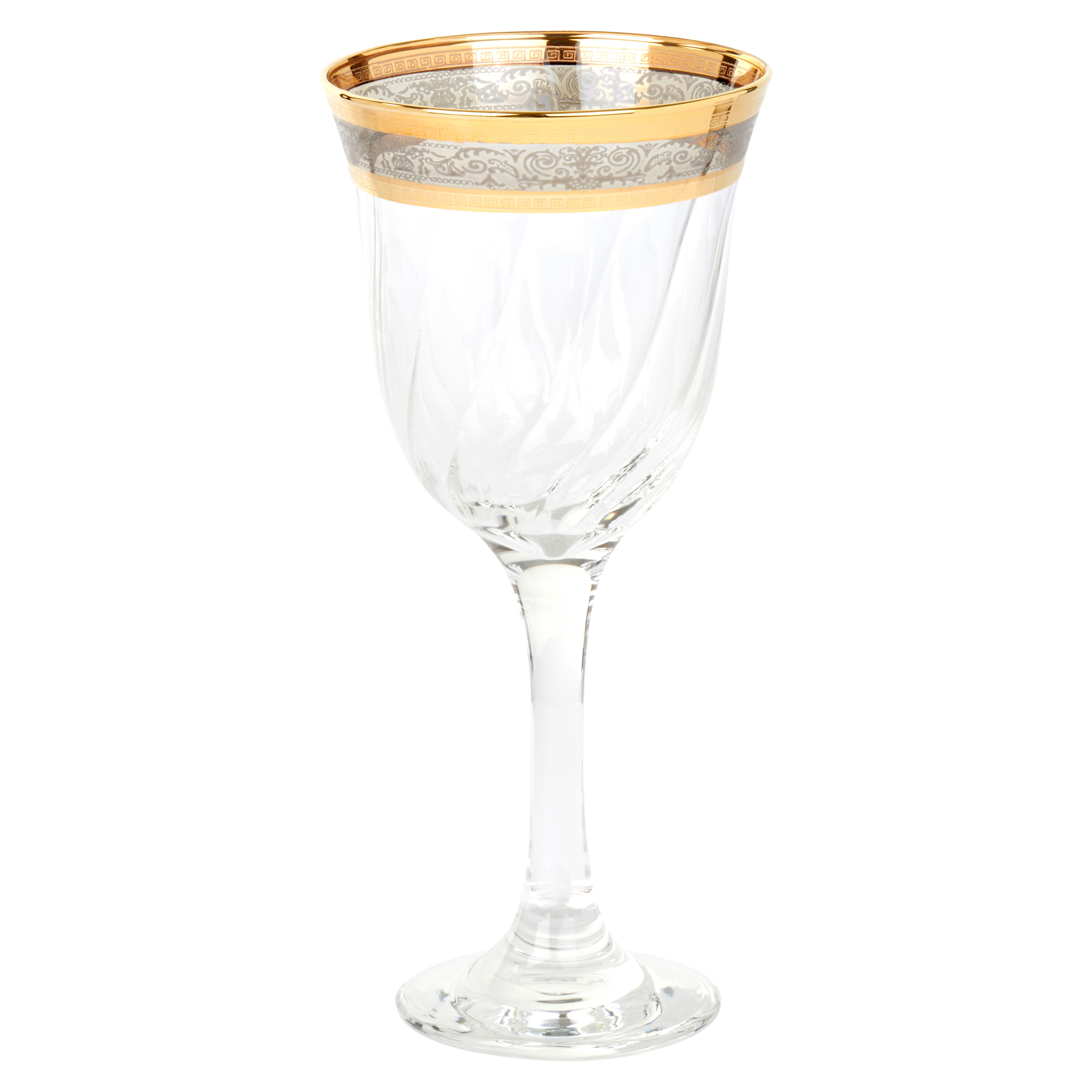 Lorren Home Trends Siena Collection Crystal Red Wine Glass with Gold Band Design Set of 4