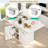 Folding Dining Table With 6 Wheels, Storage Rack,cabinet And Marble Texture