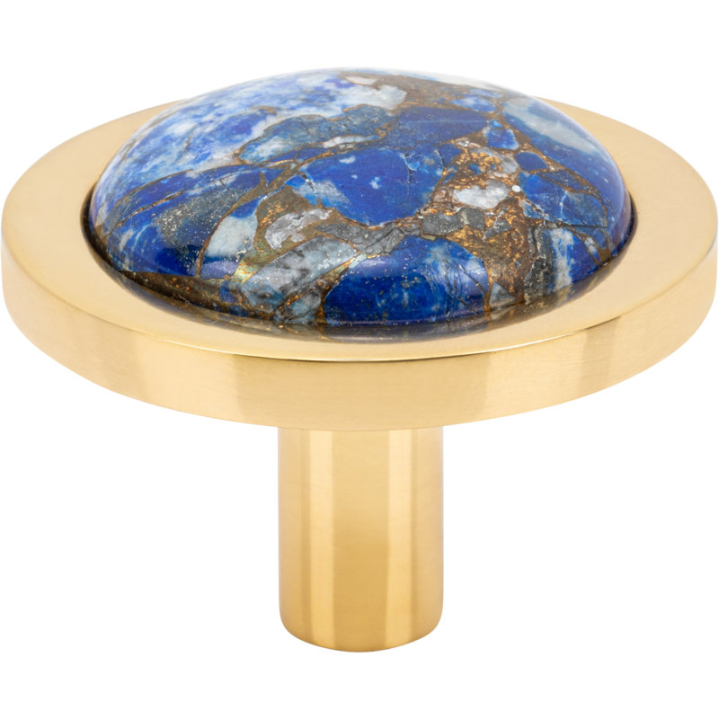 Firesky Diameter Knob, Polished Brass, Mohave Lapis