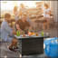 Table de foyer d'extérieur au gaz propane 50 000 BTU avec foyer avec couvercle en verre et base en osier de protection contre le vent pour le jardin, le patio, la cour arrière, 44 po