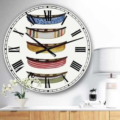 Five Canoes - Large Lake House Wall Clock