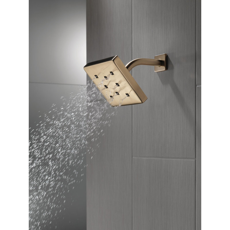 Pomme de douche fixe à réglage unique en métal avec H2Okinetic®, Bronze champagne Lumicoat
