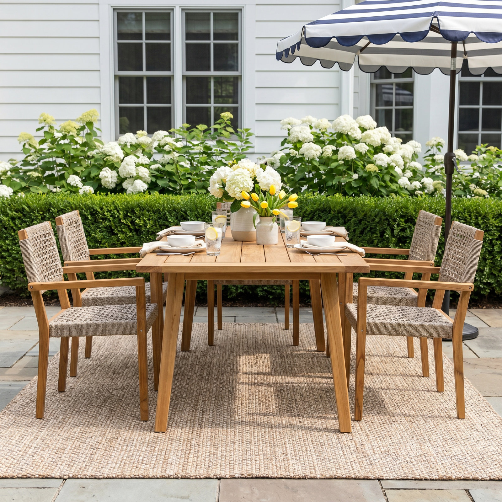 Akiva 40" Patio Dining Set, Black Rope