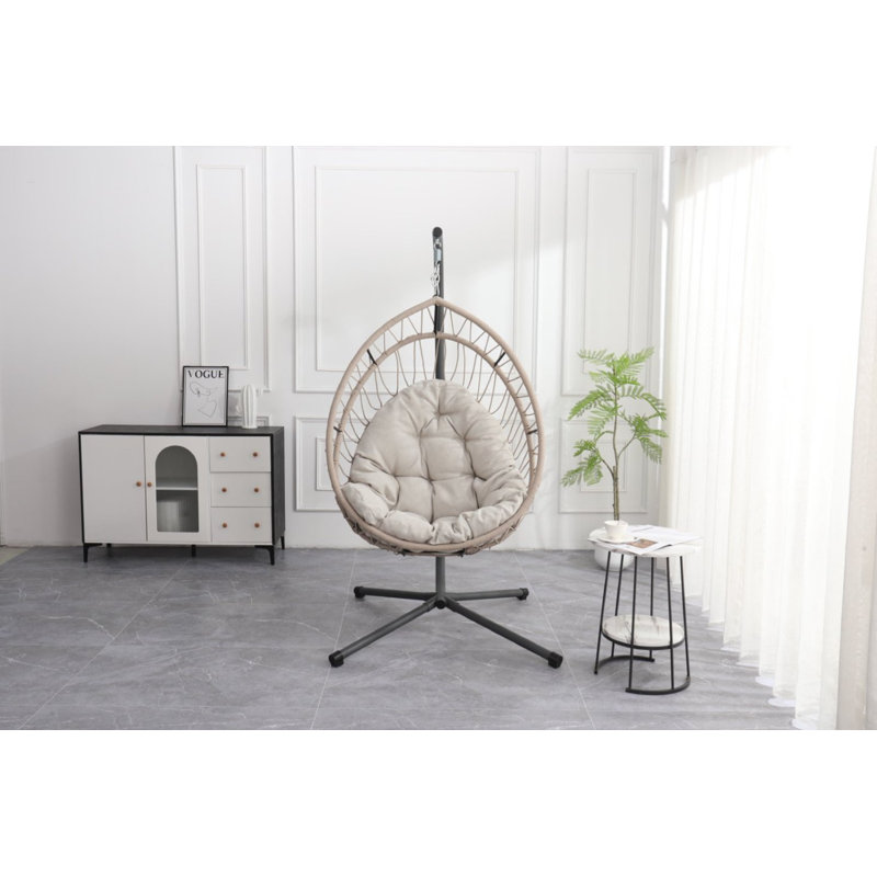 Fauteuil suspendu en forme d'œuf avec support Linen Grey Grey