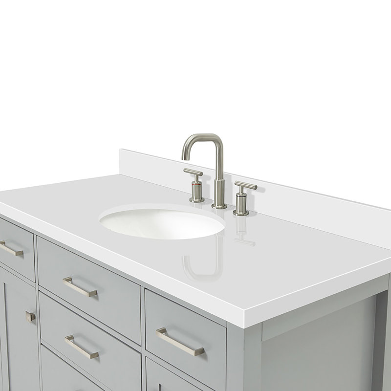 Meuble-lavabo simple 48 po avec plateau en quartz blanc Macnair, gris