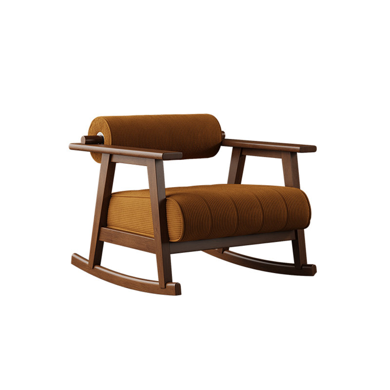 Chaise berçante antique avec accoudoirs rétro, Brun