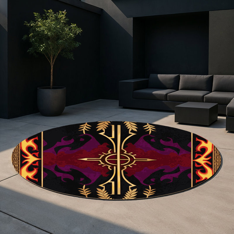 Baroque Serenade Indoor And Outdoor Area Rug, Round 5'