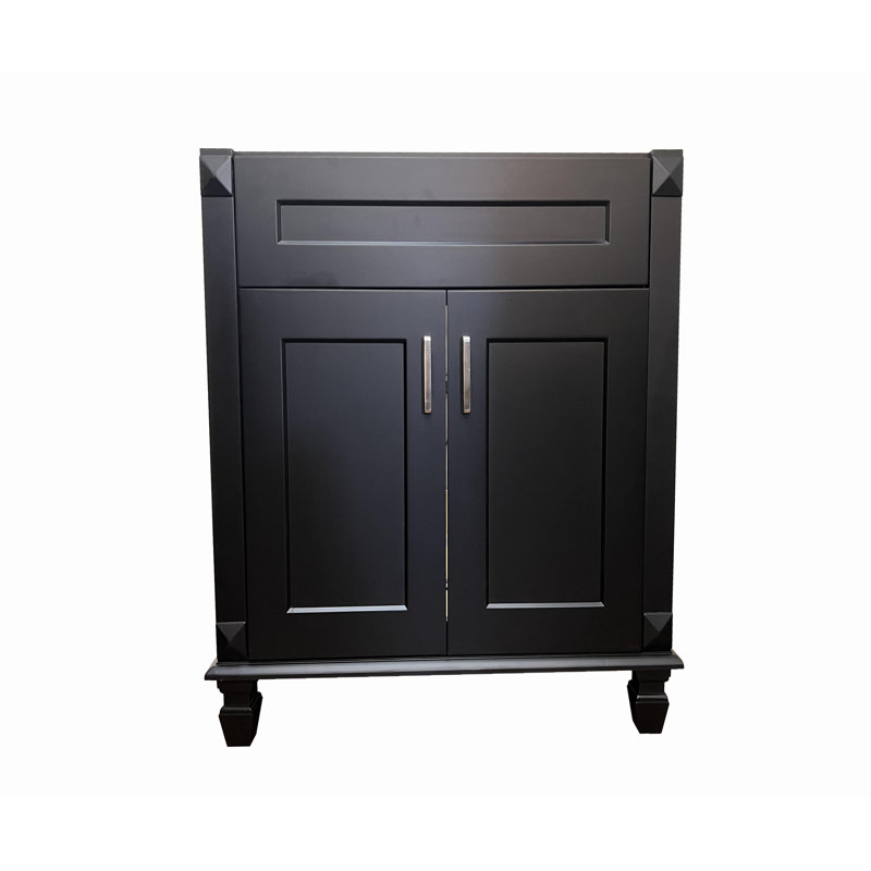 Wood 24" Single Bathroom Vanity Base Only - MATTE BLACK