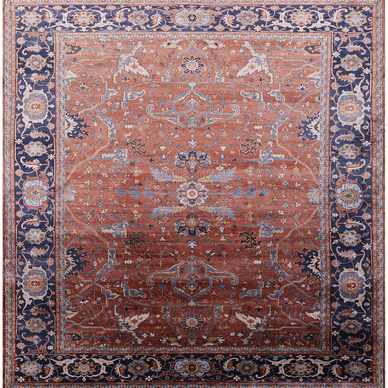 Tapis brun à motif oriental, Carré 5 pi