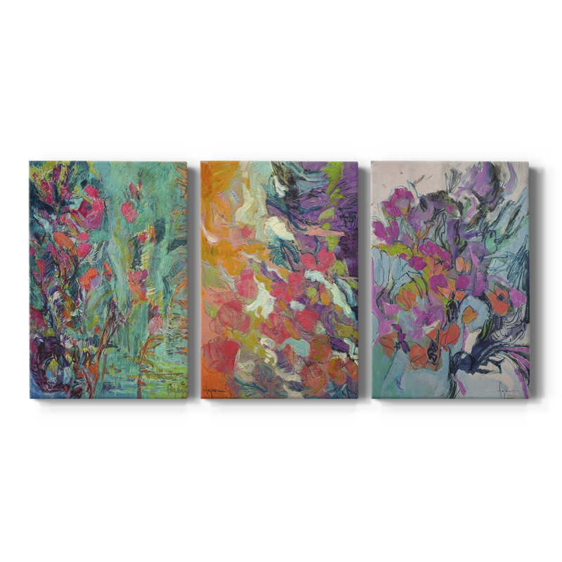 Amethyst Sapphire  -Custom Wrapped Gallery Canvas - 3 Pieces, 18" H x 36" W