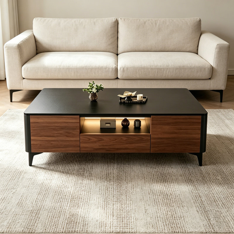 Table basse moderne avec tiroir de rangement, H 17,32 po x L 47,24 po x l 23,62 po