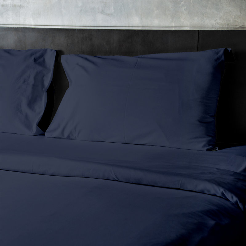 Luxury Hotel Microfiber Sheet Set, Navy, Twin Sheet Set + Fitted Sheet + 1 Pillowcase