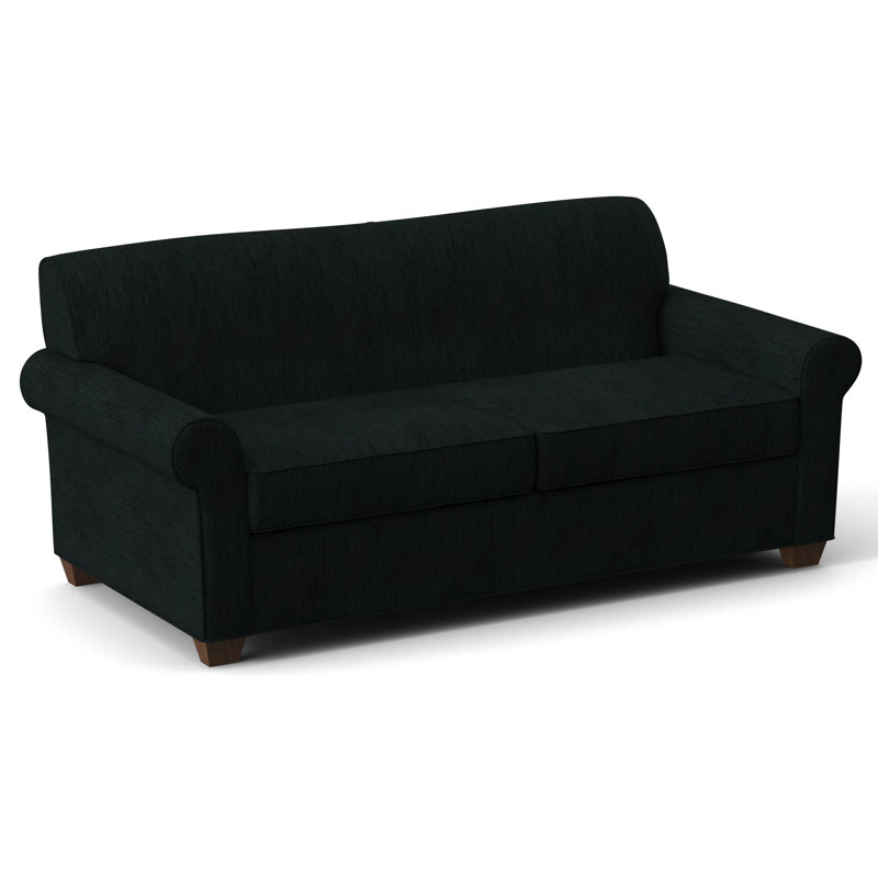 Finn 75" Rolled Arm Sofa Bed, Innerspring, Cardigan Coal, Montana Walnut