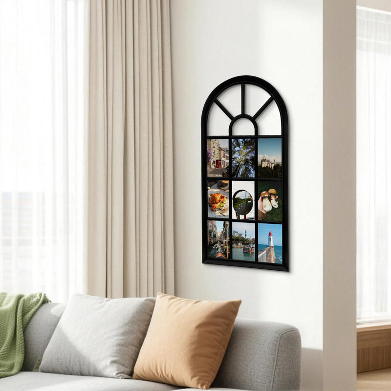 Arched Window 9 Opening Collage Photo Frame for Wedding Pictures, Black