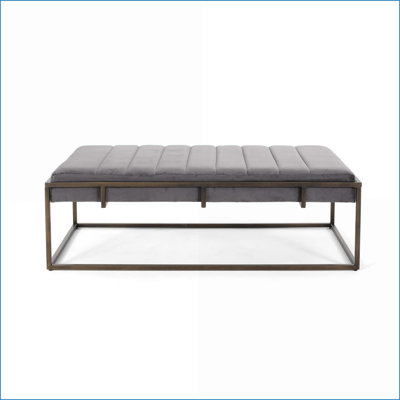 Repose-pieds, structure en métal minimaliste moderne avec plis rainurés, P 25 po x l 49 po x H 16 po pour la chambre à coucher de salon | Velours | Tabourets de pieds