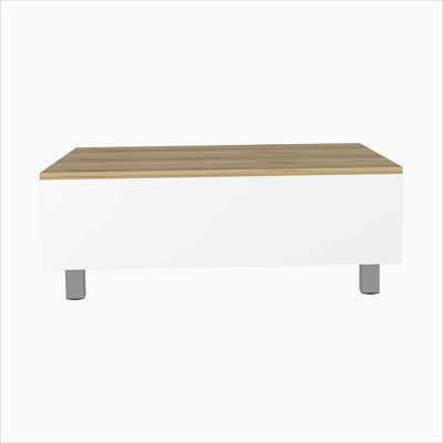 Levan Gambia Lift Top Coffee Table, Four Legs -White / Light Oak