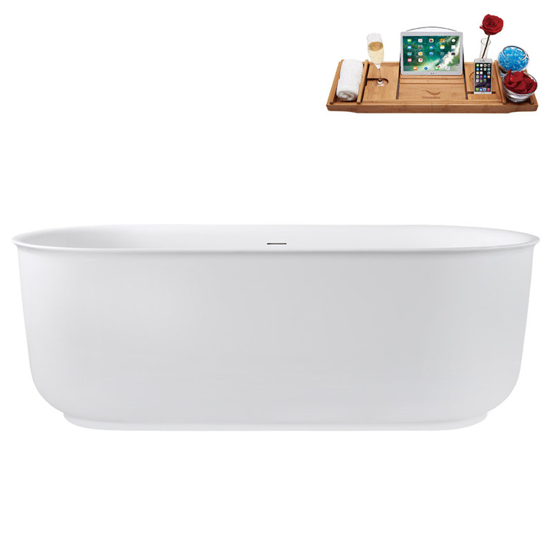 Bac autoportant 67 po avec drain interne Streamline, Laiton brossé