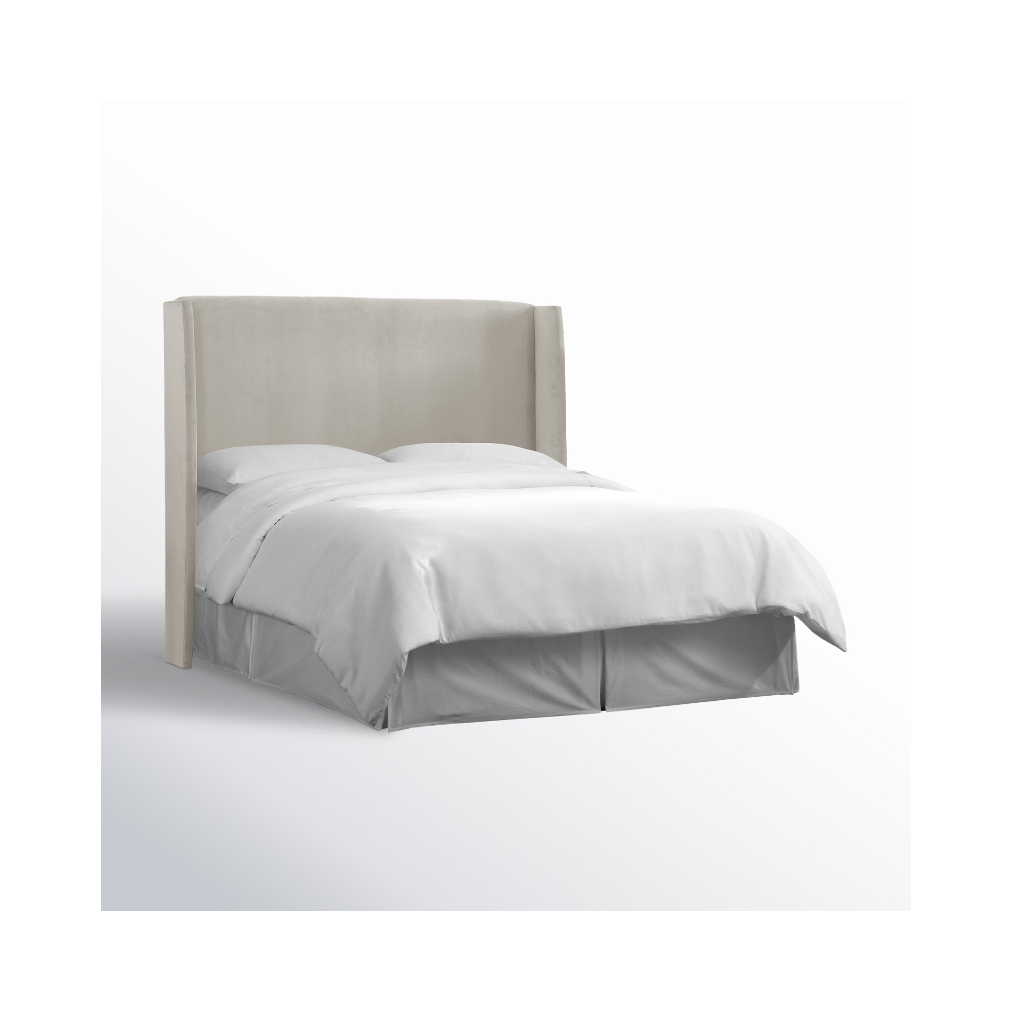 Tilly Upholstered Headboard, Bella Light Gray Performance Velvet, Queen
