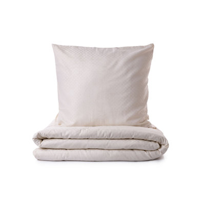 Ensemble de housse de couette XXL Luxurious Ranforce, couleur crème, housse de couette 61 x 87 et taie d'oreiller 31,5 x 31,5 | 100% coton, impression réactive, lavable à la machine, conception élégante avec fermeture à boutons