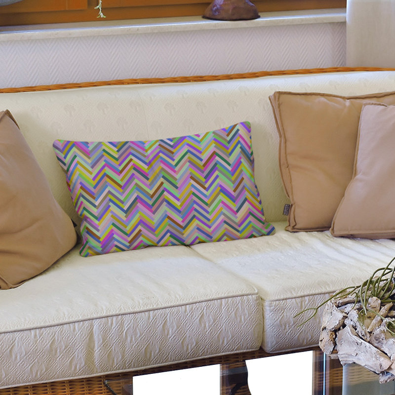 Coussin lombaire à chevron, 10 po x 14 po, Duvet synthétique, Mauve