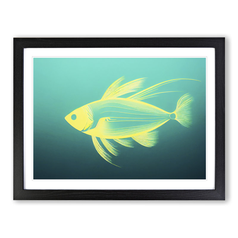 XH1022-2268X Compelling Fish - Single Picture Frame Print, Black Framed, 25cm H x 34cm W x 2cm D
