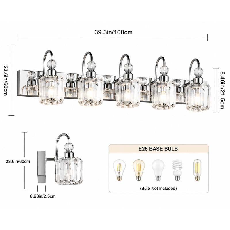 LED Crystal Bathroom Vanity Lights 5-Lights